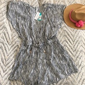Seafolly Striped Romper / Swim Cover Up (Medium)